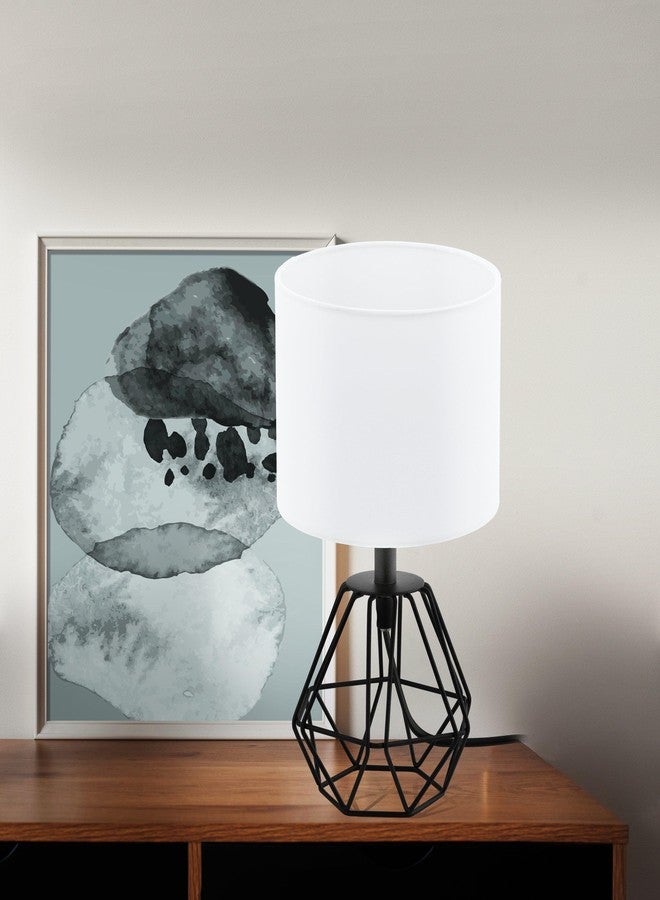 Eglo Carlton 2 Table Light, 1-Bulb Light, Steel in Black,White, Bedroom Lamp, Living Room Lamp with E14 Socket, Diameter 16.5 cm - Image 3